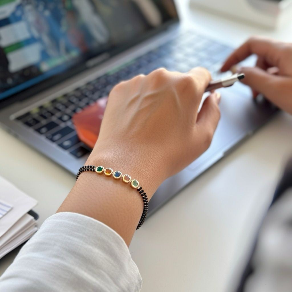 Multicolour Round Zircon Adjustable beaded Bracelet