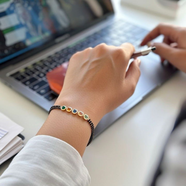 Multicolour Round Zircon Adjustable beaded Bracelet