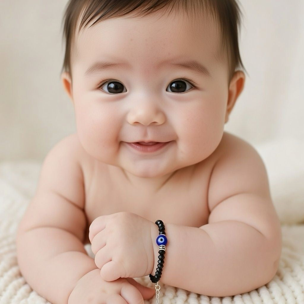 Baby Nazaria Evil Eye Black Beaded Bracelet/Anklet