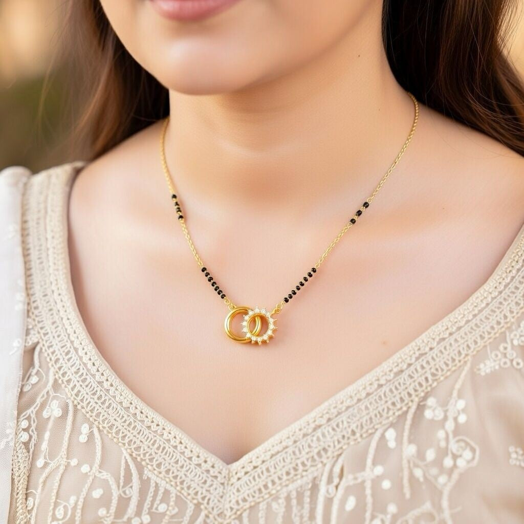 Delicate Twin Ring Dokiya Mangalsutra Necklace– Modern Symbolism — Boho Jewellery UK | The Colourful Aura