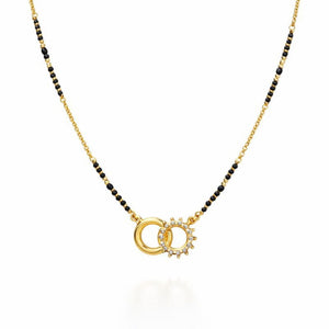 Delicate Twin Ring Dokiya Mangalsutra Necklace– Modern Symbolism (Close-up Detail) | The Colourful Aura