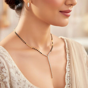 Timeless Elegance Diamond Dokiya Mangalsutra Necklace (Close-up Detail) | The Colourful Aura