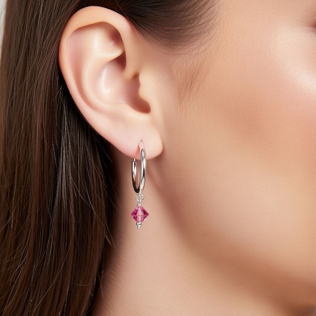 Pure Silver Bali Asian Tiny Lightweight Dainty Unisex Hoop Earring