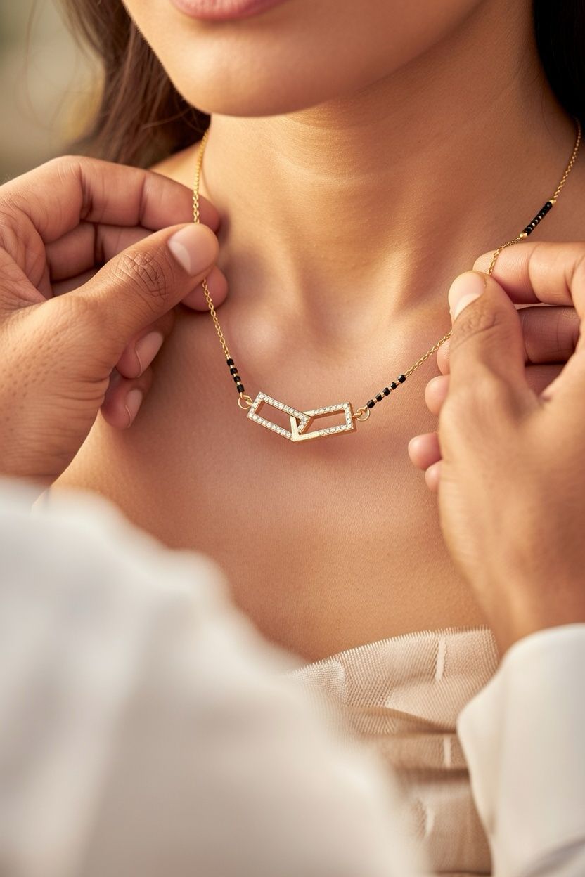 Cross Rectangle Diamond Mangalsutra Necklace