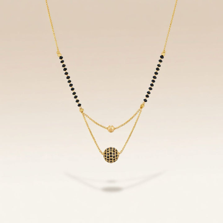 Indian Gold Plated Black Bead Everyday Mangalsutra Minimalist Nazaria Necklace