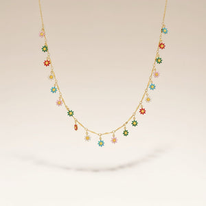 Colourful Rainbow Flower  Indie Boho Daisy Charms Dangle Choker Summer Necklace — Boho Jewellery UK | The Colourful Aura