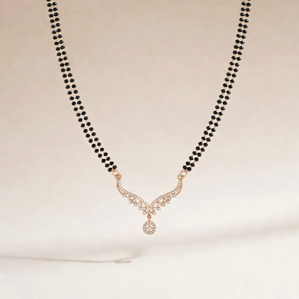 Indian Nazaria Zircon Dangle Mangalsutra Black Beads Pendant Necklace — Boho Jewellery UK | The Colourful Aura