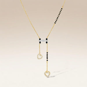 Black Beaded Zircon Heart Shape 18ct Gold Plated Asian Mangalsutra Pendant — Boho Jewellery UK | The Colourful Aura