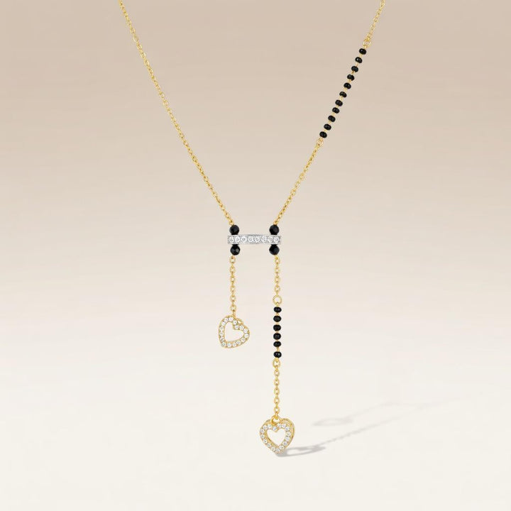Black Beaded Zircon Heart Shape 18ct Gold Plated Asian Mangalsutra Pendant — Boho Jewellery UK | The Colourful Aura