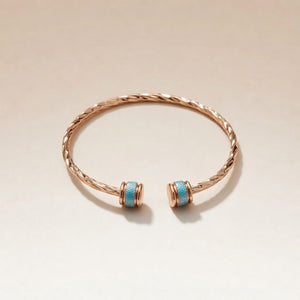 Slim Round Twist Rose Gold Minimalistic Thin Bracelet Bangle — Boho Jewellery UK | The Colourful Aura