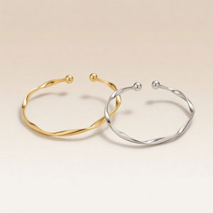 Adjustable Slim Twist Wave Slim Elegant Open Cuff Geometric Bangle Bracelet – The Colourful Aura