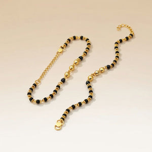 Gold Plated Three Ball Black Bead Kids Nazar Bracelet — Boho Jewellery UK | The Colourful Aura