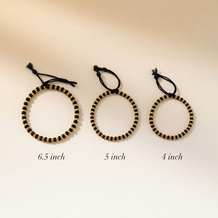 Adjustable Black Beads Bracelet For new borns and adults