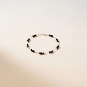 Black Crystal Beads Nazar Mangalsutra Beaded Elegant Bracelet — Boho Jewellery UK | The Colourful Aura