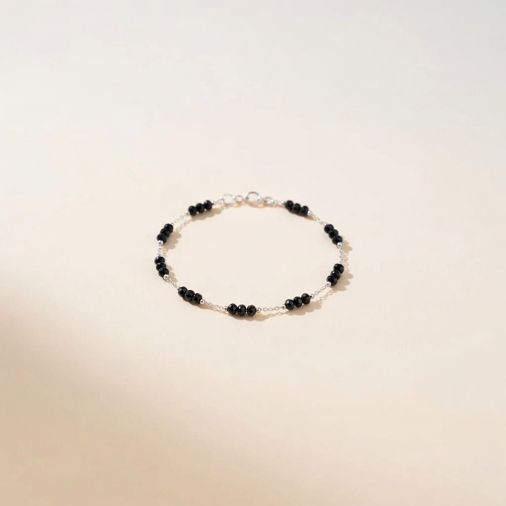 Black Crystal Beads Nazar Mangalsutra Beaded Elegant Bracelet — Boho Jewellery UK | The Colourful Aura
