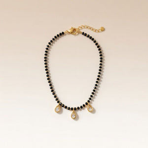 Elegant Black Beaded Nazar mangalsutra Dangle Zircon Bracelet — Boho Jewellery UK | The Colourful Aura