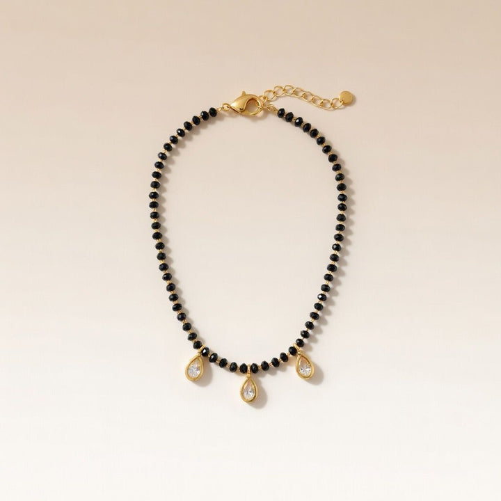 Elegant Black Beaded Nazar mangalsutra Dangle Zircon Bracelet — Boho Jewellery UK | The Colourful Aura