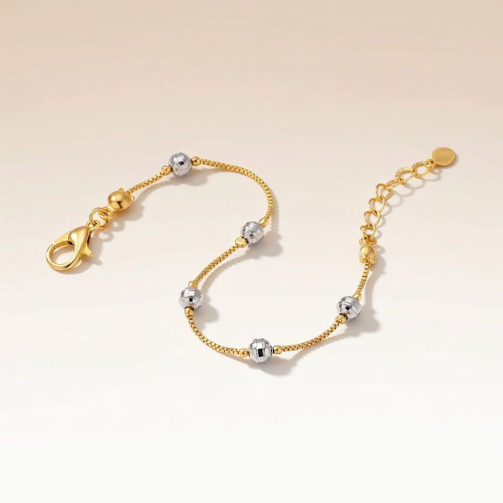 Silver ball Charm Slim Gold plated Thread Bracelet — Boho Jewellery UK | The Colourful Aura