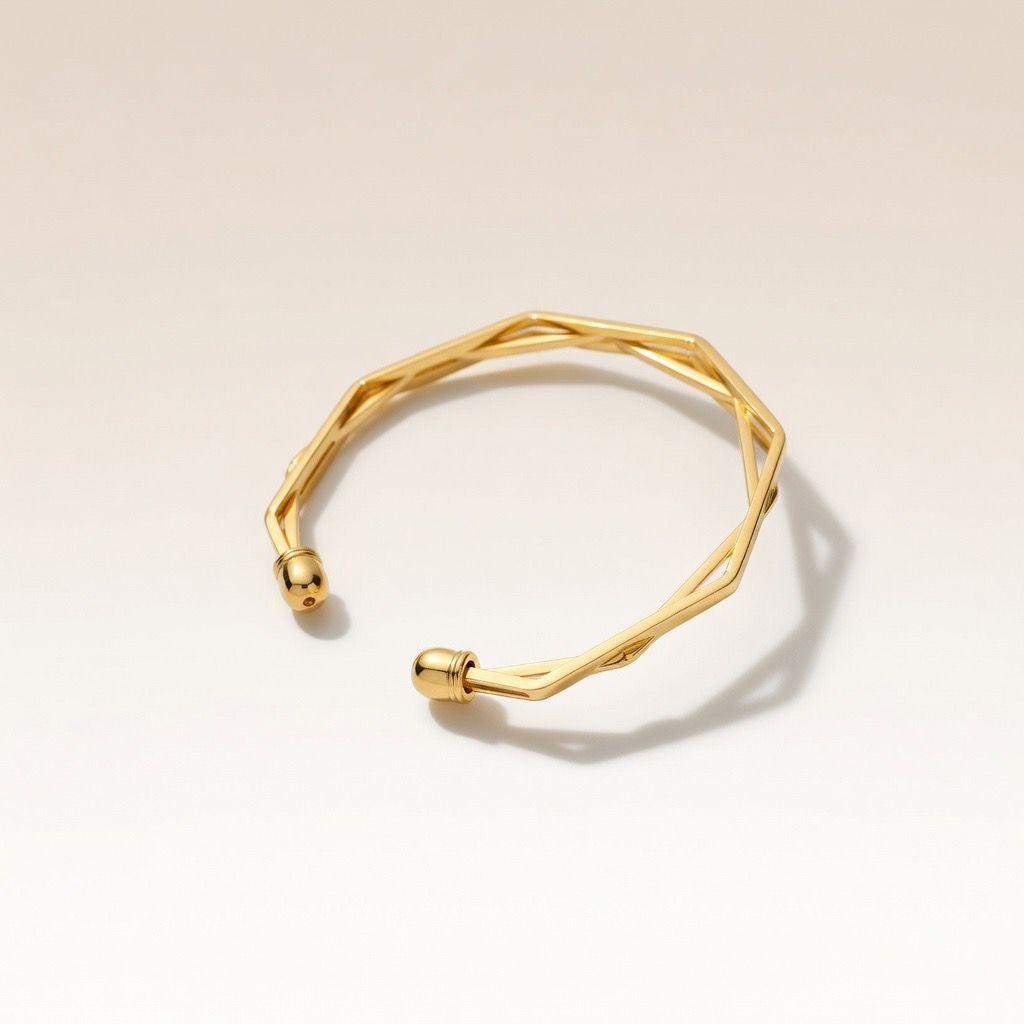 Adjustable Three Layer Gold Silver Twist Geometric Cuff Bangle Bracelet