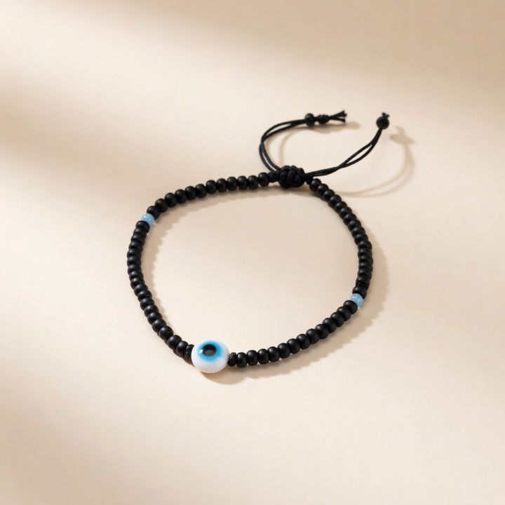 Adjustable Evil Eye White Black Beads Nazaria Bracelet For Kids and New Borns