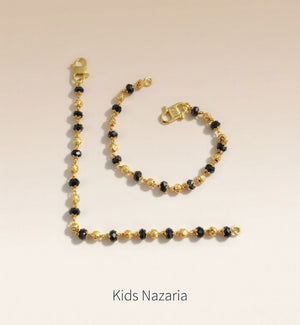 Gold & Black Beaded Baby Nazaria  Bracelet/Anklet — Boho Jewellery UK | The Colourful Aura