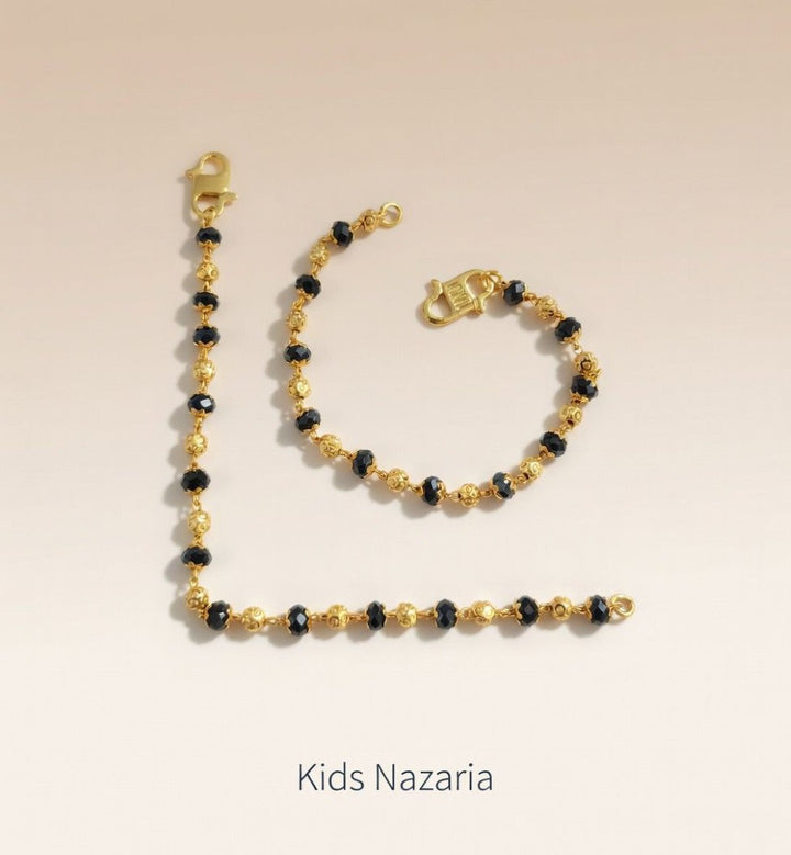Gold & Black Beaded Baby Nazaria  Bracelet/Anklet — Boho Jewellery UK | The Colourful Aura