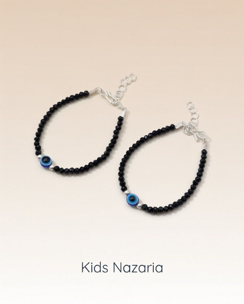 Kids Nazaria Evil Eye Black Beaded Bracelet/Anklet — Boho Jewellery UK | The Colourful Aura