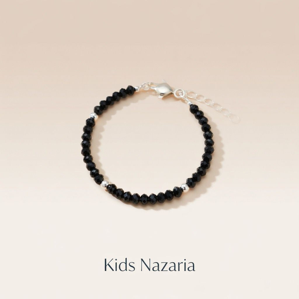 Classic Black Beaded Kids Nazaria Bracelet/Anklet — Boho Jewellery UK | The Colourful Aura