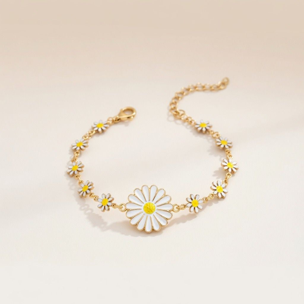 Sun Flower Charms Summer Indie Boho Daisy Floral Adjustable Bracelet — Boho Jewellery UK | The Colourful Aura