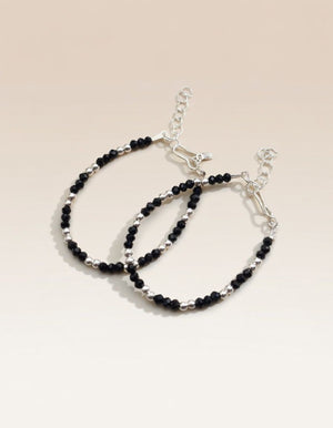Baby/Kids Nazaria Black Beaded Silver Bracelet/Anklet — Boho Jewellery UK | The Colourful Aura
