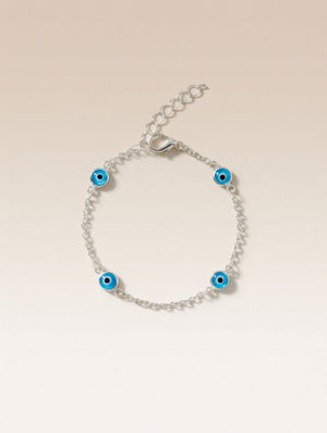 Gold and Silver Evil Eye Charm Beaded Slim Chain Adjustable Lucky Eye Bracelet — Boho Jewellery UK | The Colourful Aura