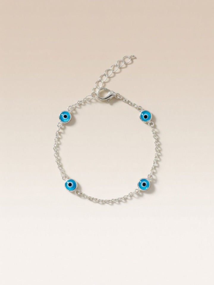 Gold and Silver Evil Eye Charm Beaded Slim Chain Adjustable Lucky Eye Bracelet — Boho Jewellery UK | The Colourful Aura