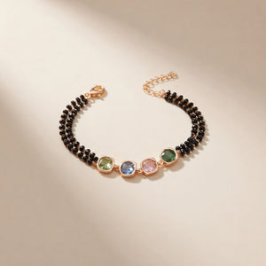Multicolour Round Zircon Adjustable beaded Bracelet — Boho Jewellery UK | The Colourful Aura