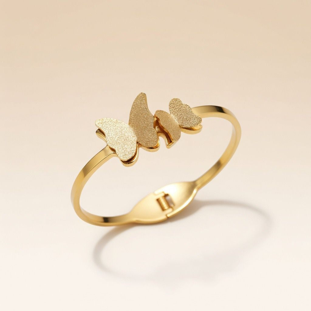 Two Butterfly Animal Themed Slim Magnetic Design Bangle Bracelet — Boho Jewellery UK | The Colourful Aura