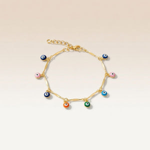 Silver Plated Dainty Evil Eye Protection Charm Beaded Dangly Adjustable — Boho Jewellery UK | The Colourful Aura