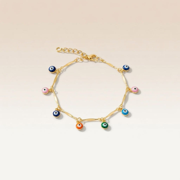 Silver Plated Dainty Evil Eye Protection Charm Beaded Dangly Adjustable — Boho Jewellery UK | The Colourful Aura