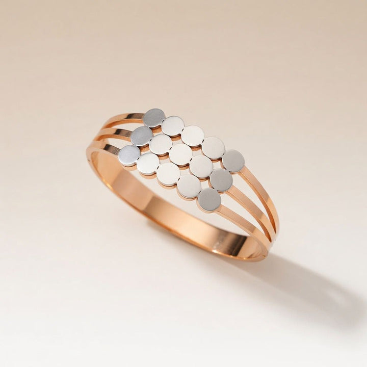 Three Layer Wide Round Rose Gold Non Tarnish Bangle Bracelet — Boho Jewellery UK | The Colourful Aura