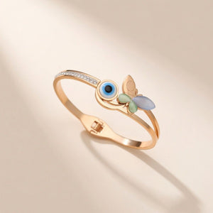 Large colourful butterfly Evil Eye Open Cuff Bangle Bracelet — Boho Jewellery UK | The Colourful Aura