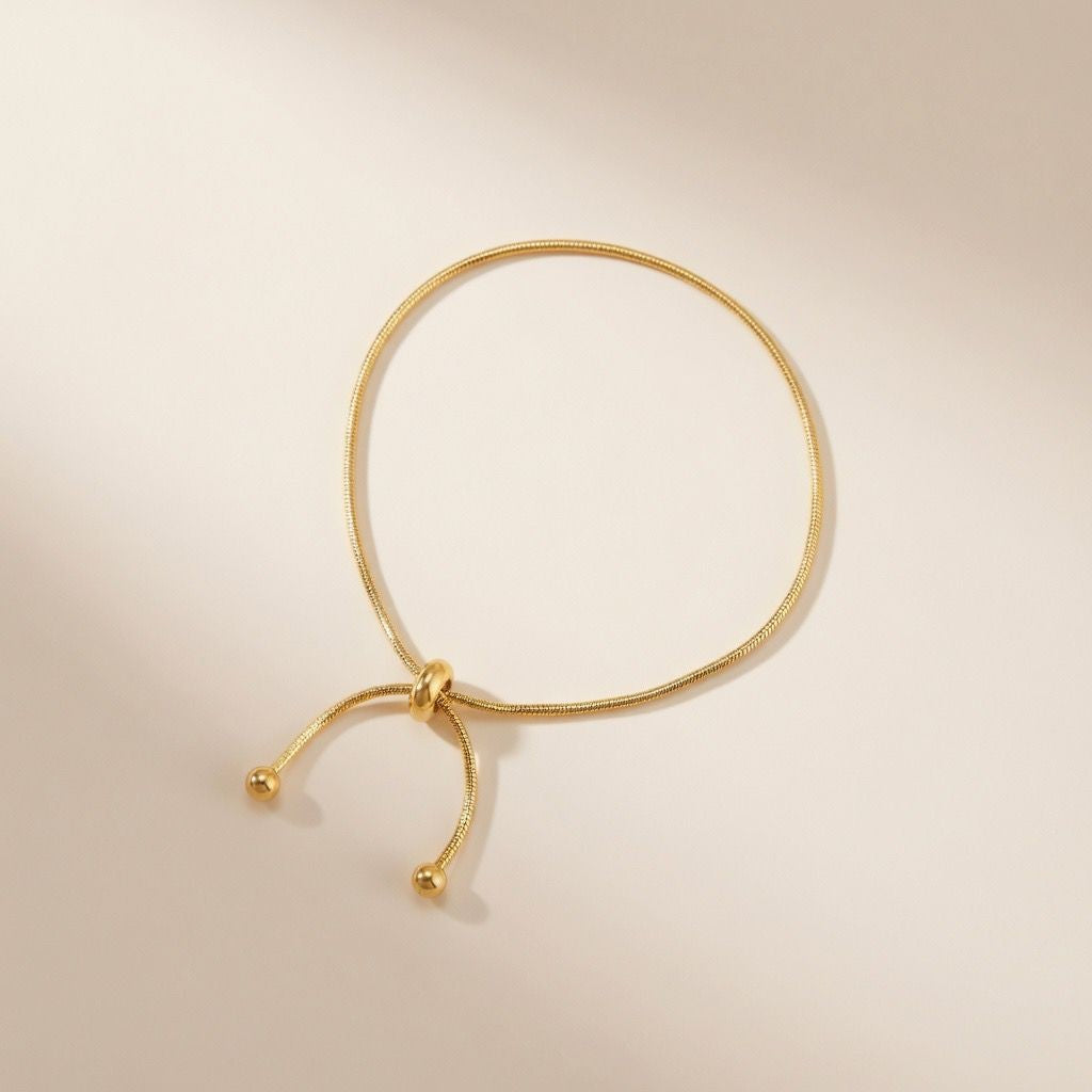 Stainless Steel Bow Knot Sliding Snake Chain Adjustable Anklet Bracelet — Boho Jewellery UK | The Colourful Aura