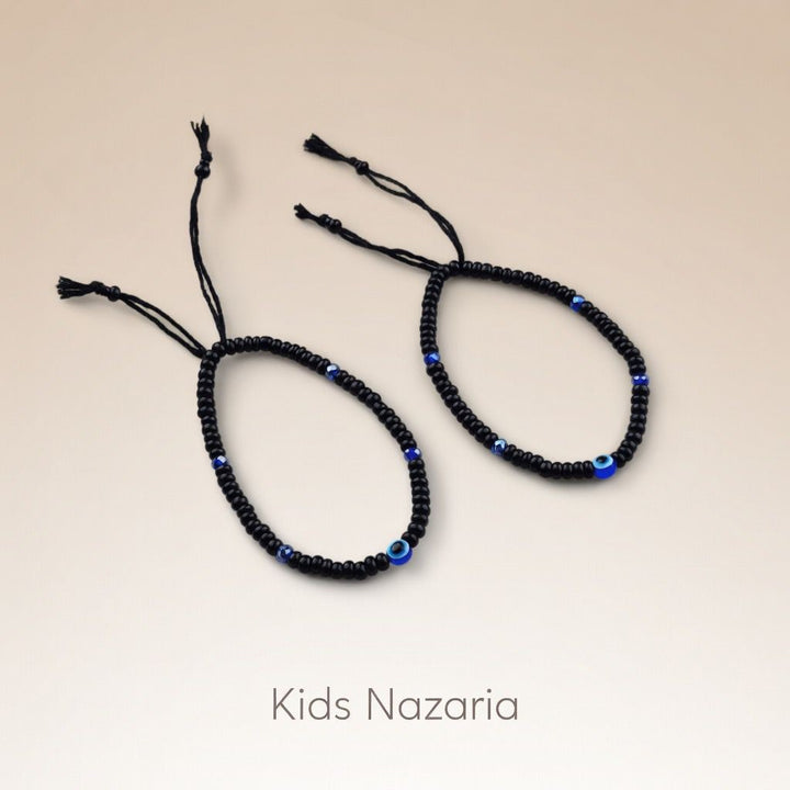 Adjustable Evil Eye Slim Black Beads Nazaria Bracelet For Kids and New Borns
