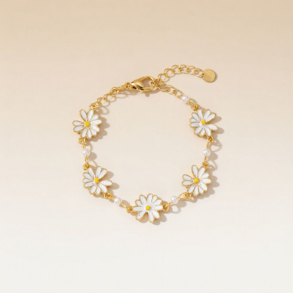 Gold Plated Sun Flower Charms Summer Indie Boho Daisy Floral Adjustable — Boho Jewellery UK | The Colourful Aura