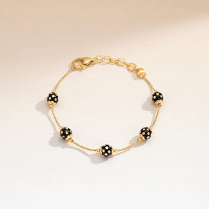 Black Ball Slim Gold Plated Elegant Bracelet — Boho Jewellery UK | The Colourful Aura