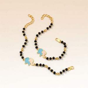 Black Beaded Elephant Charm Kids Nazaria Bracelet — Boho Jewellery UK | The Colourful Aura