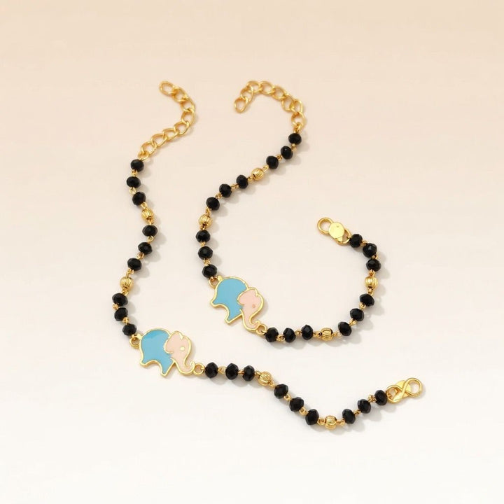 Black Beaded Elephant Charm Kids Nazaria Bracelet — Boho Jewellery UK | The Colourful Aura