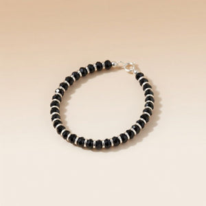 Black Pure Silver Beaded Indian New Born Kids Nazaria Daily Bracelet — Boho Jewellery UK | The Colourful Aura