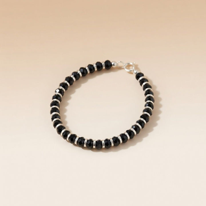 Black Pure Silver Beaded Indian New Born Kids Nazaria Daily Bracelet — Boho Jewellery UK | The Colourful Aura