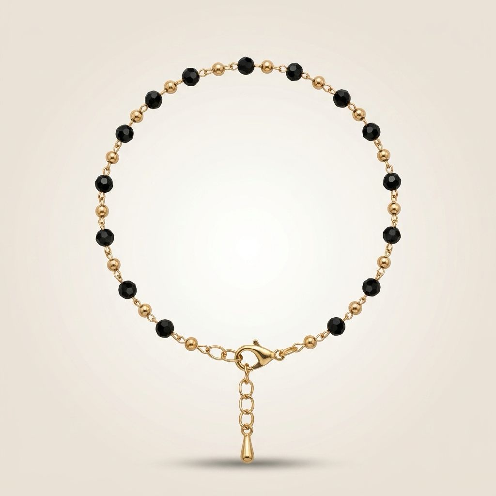 Asian Black Bead Chain Nazaria protection Indian Payal Emo Anklet – The Colourful Aura