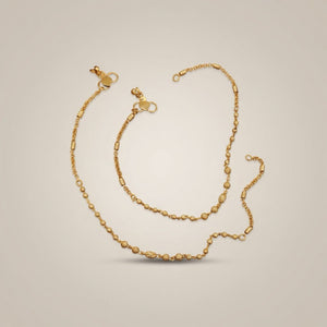 Golden Brass Rounds Beaded Minimalist Boho Slim Foot Indian Payal Anklet — Boho Jewellery UK | The Colourful Aura