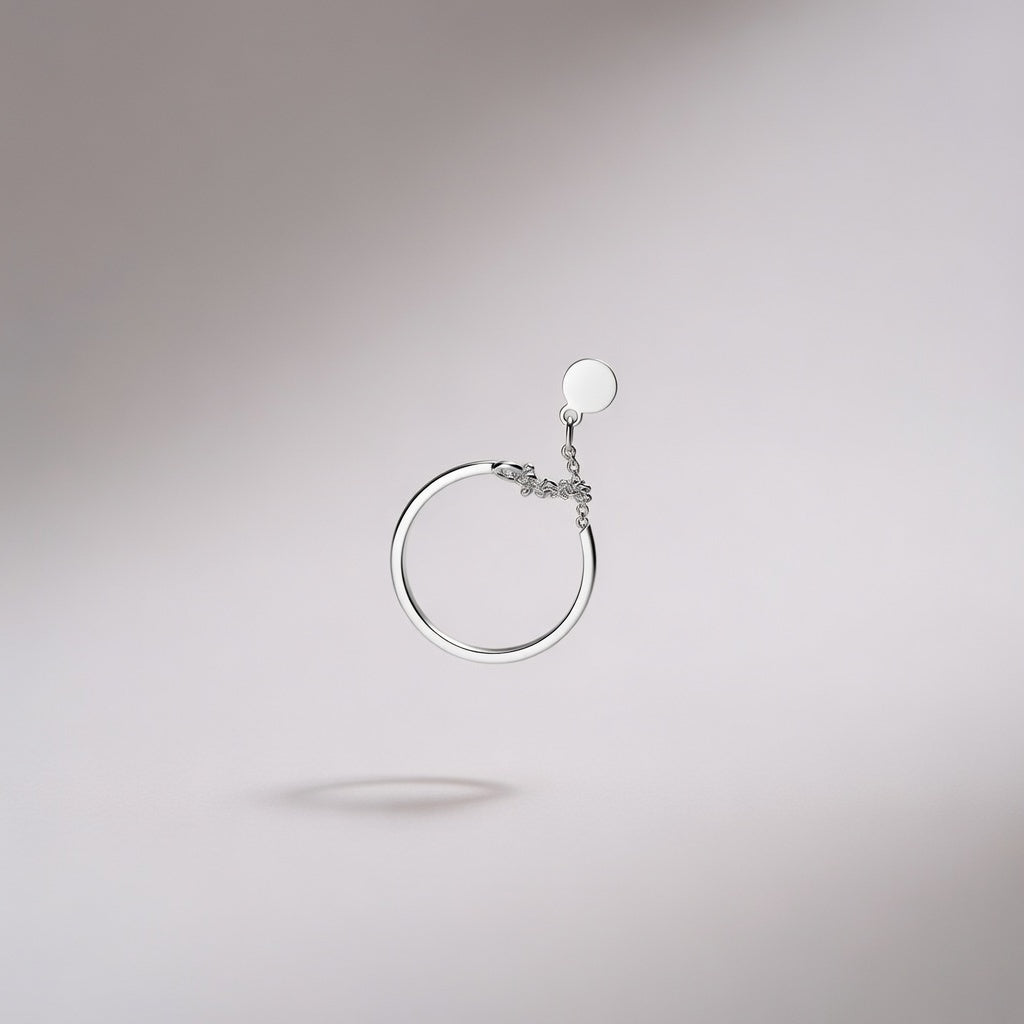 Slim Silver Tassel Chain Pull Adjustable Open Geometry Stackable Thumb Ring — Boho Jewellery UK | The Colourful Aura