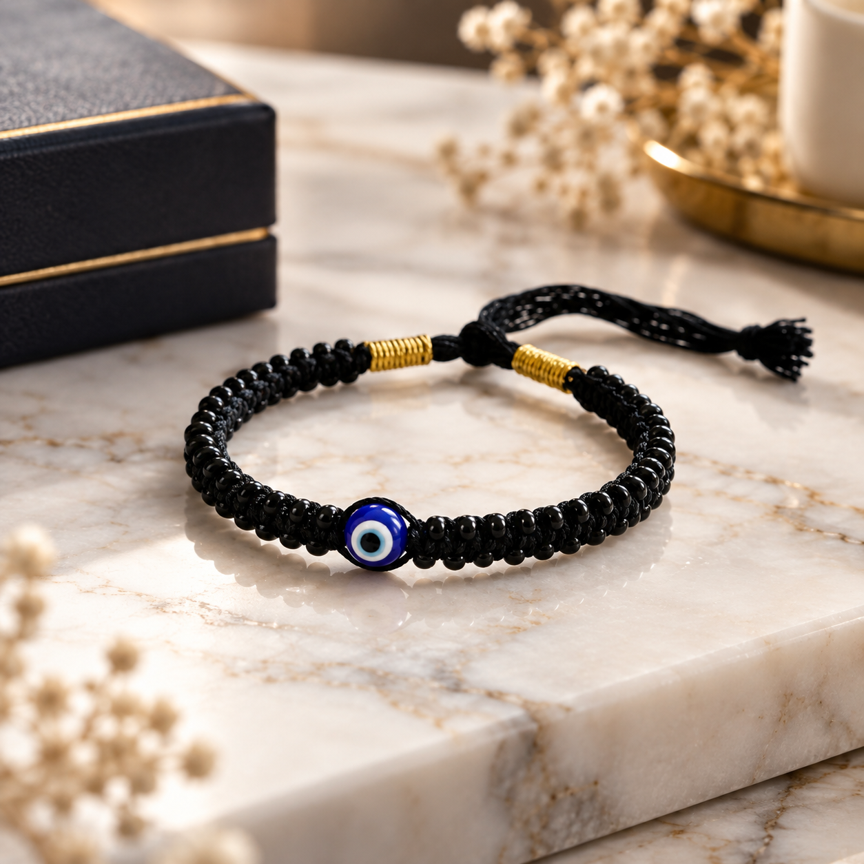 Adjustable Black Pearl Evil Eye Nazaria Bracelet for Kids — Boho Jewellery UK | The Colourful Aura